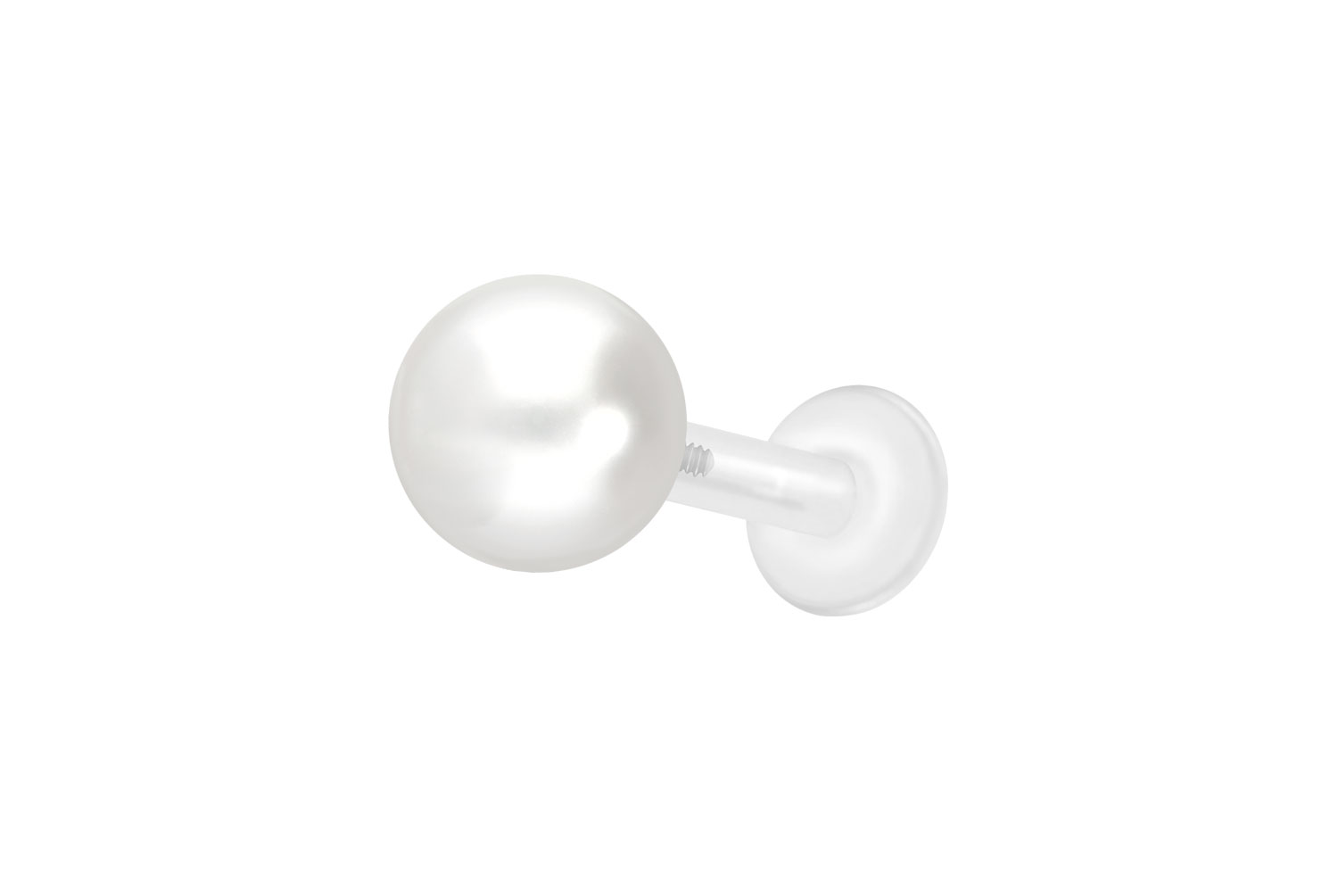 PTFE Labret Piercing mit Innengewinde + Titan-Aufsatz SYNTHETISCHE PERLE